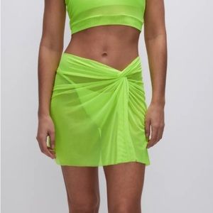 Good American Leg Daze Sarong Coverup Electric Lime